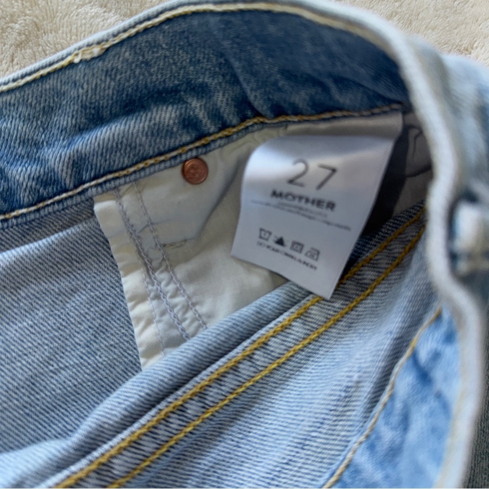 MOTHER Superior Denim Easy Does It Short Blue Thanks Again Racer Wash Size 27 - Picture 11 of 14